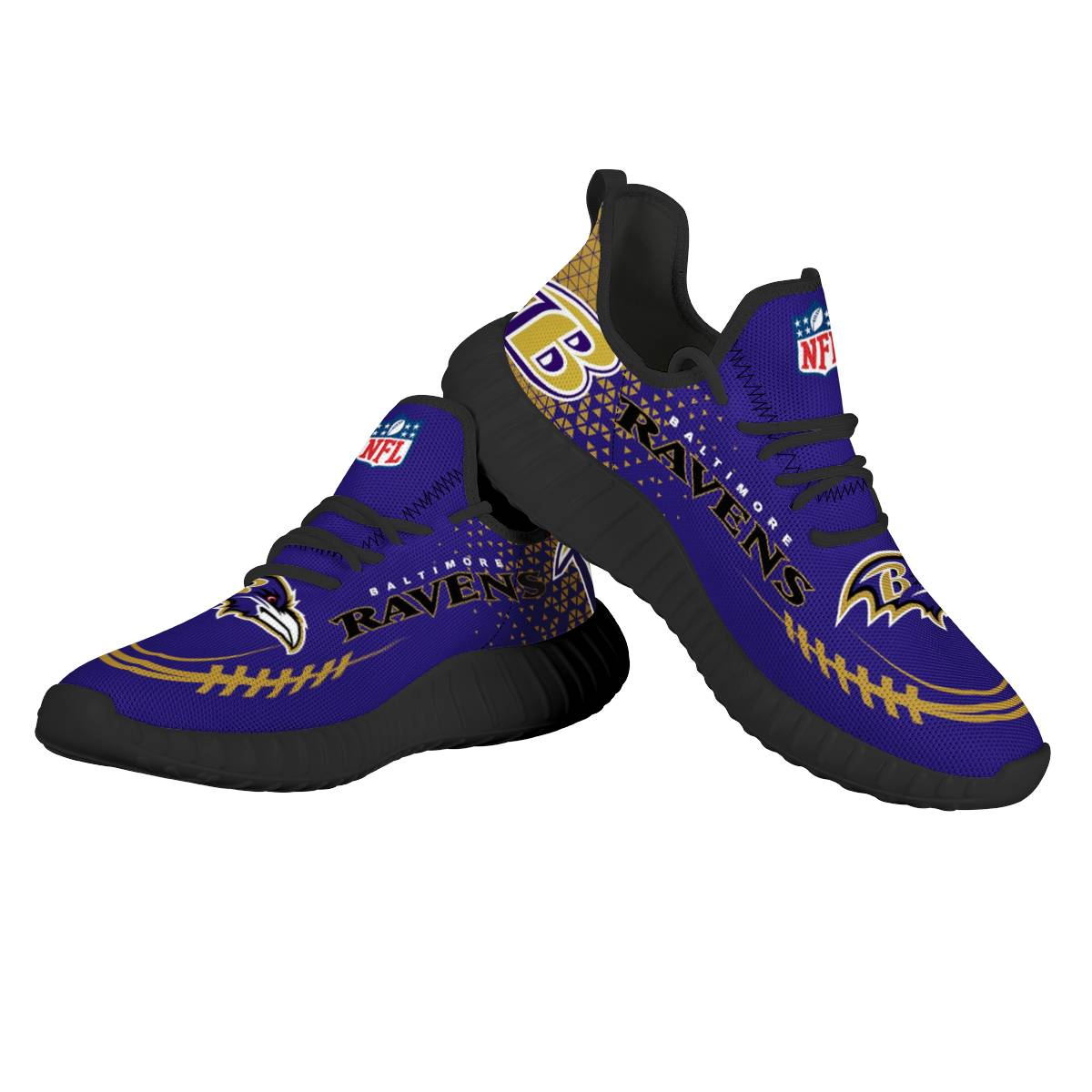 Women's Baltimore Ravens Mesh Knit Sneakers/Shoes 014 Women's Baltimore Ravens Mesh Knit Sneakers/Shoes 014